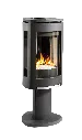Poêle GF370 noir de Jotul, 3 vitres avec un look moderne et un média de verre blanc