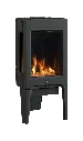Poêle moderne en fonte GF160 de Jotul avec panneaux noirs réfléchissants avec le média de verre blancs