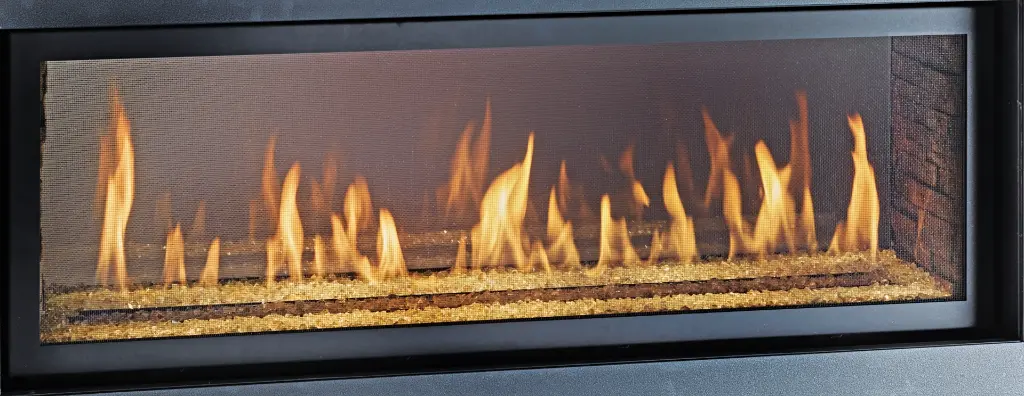 Foyer au gaz See-Thru 4415 HO avec des panneaux de briques